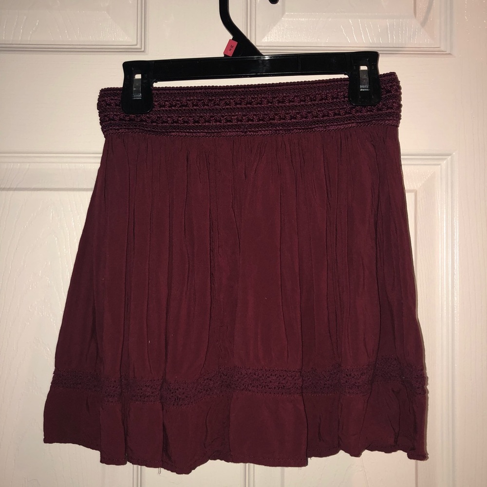 Maroon skirt with lace detailing